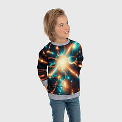 Свитшот детский Абстракция сине желтая вспышка, цвет: 3D-меланж — фото 2
