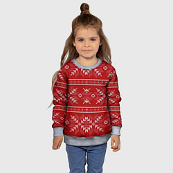 Свитшот детский Красный вязаный узор свитера, цвет: 3D-меланж — фото 2