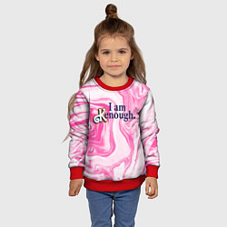 Свитшот детский I am kenough - розовые разводы краски, цвет: 3D-красный — фото 2