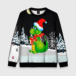 Свитшот детский Дракон в новогоднюю ночь, цвет: 3D-черный