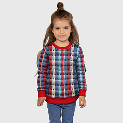 Свитшот детский Вязаный узор разноцветные вертикальные полосы, цвет: 3D-красный — фото 2