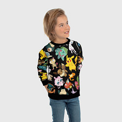 Свитшот детский Пикачу и другие покемоны, цвет: 3D-черный — фото 2