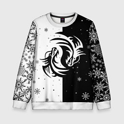 Свитшот детский Инь Янь - Драконы, цвет: 3D-белый