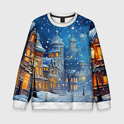 Свитшот детский Новогоднее настроение город, цвет: 3D-белый