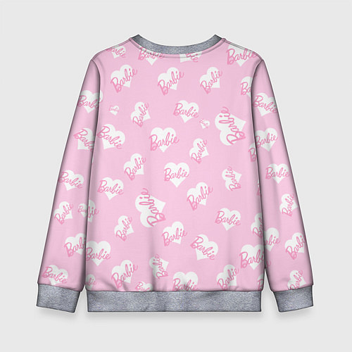 Детский свитшот Барби: белые сердца на розовом паттерн / 3D-Меланж – фото 2