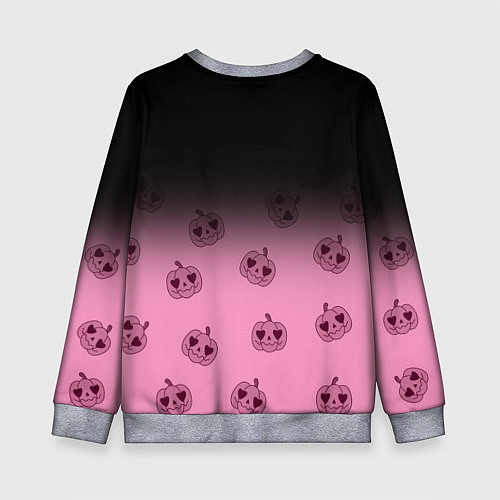 Детский свитшот Черно-розовый градиент и хэллоуинские тыквы паттер / 3D-Меланж – фото 2