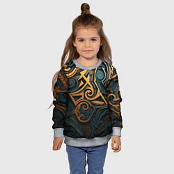 Свитшот детский Абстрактный узор в викингском стиле, цвет: 3D-меланж — фото 2