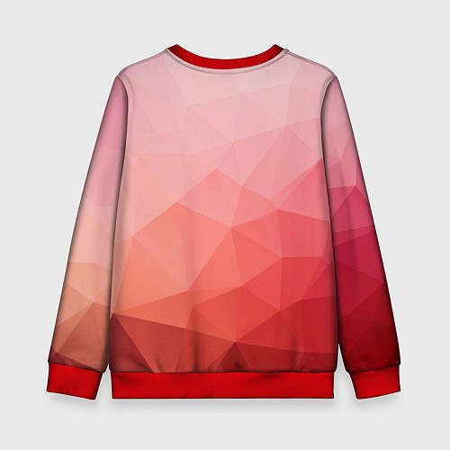 Детский свитшот Абстракция с градиентом полигональная / 3D-Красный – фото 2