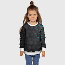 Свитшот детский Чёрный фон соты, цвет: 3D-белый — фото 2