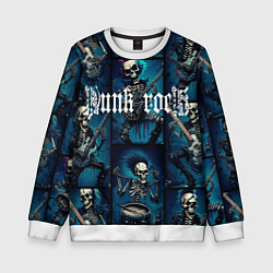 Свитшот детский Punk rock от скелетов, цвет: 3D-белый
