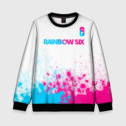 Свитшот детский Rainbow Six neon gradient style посередине, цвет: 3D-черный