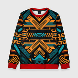 Свитшот детский Геометрический узор в стиле ацтеков, цвет: 3D-красный