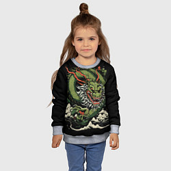 Свитшот детский Символ года зеленый дракон, цвет: 3D-меланж — фото 2