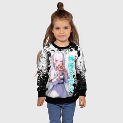 Свитшот детский Фрирен - поедает пончик, цвет: 3D-черный — фото 2