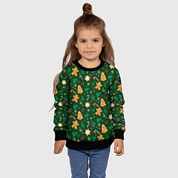Свитшот детский New year pattern with green background, цвет: 3D-черный — фото 2