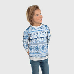 Свитшот детский Blue sweater with reindeer, цвет: 3D-белый — фото 2