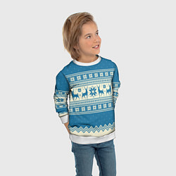 Свитшот детский Sweater with deer on a blue background, цвет: 3D-белый — фото 2