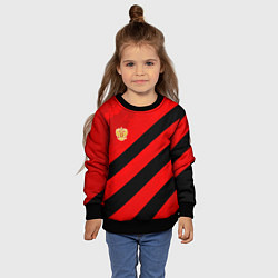 Свитшот детский Герб РФ - красная абстракция, цвет: 3D-черный — фото 2