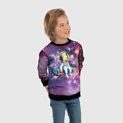 Свитшот детский Барт Симпсон со скейтбордом в космосе, цвет: 3D-черный — фото 2