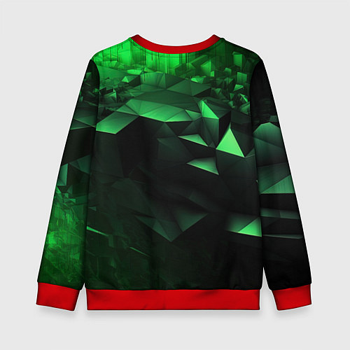 Детский свитшот Видение зеленого в абстракции / 3D-Красный – фото 2