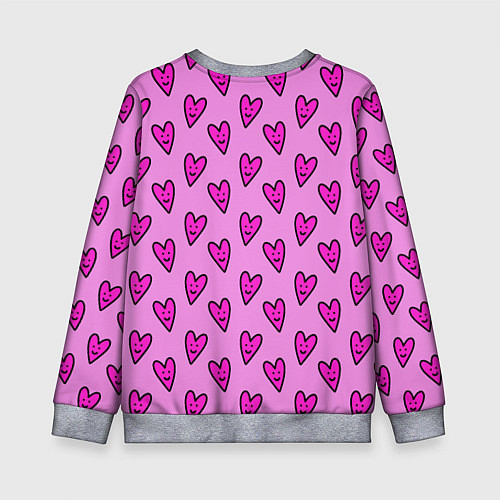 Детский свитшот Розовые сердечки каракули / 3D-Меланж – фото 2