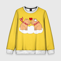 Свитшот детский Влюбленный капибара, цвет: 3D-белый