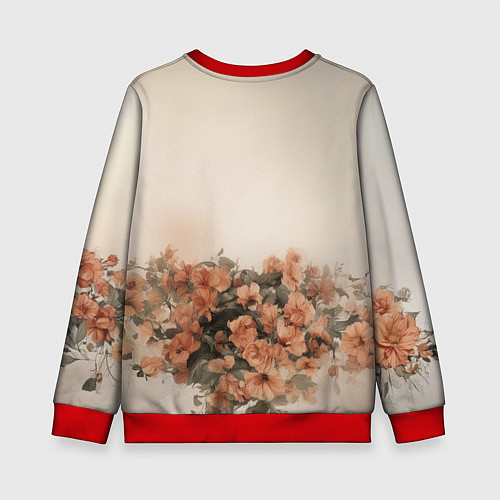 Детский свитшот Птица в цветах / 3D-Красный – фото 2