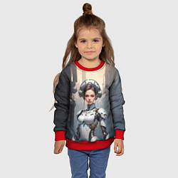 Свитшот детский Девушка в футуристичной тиаре, цвет: 3D-красный — фото 2