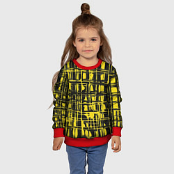 Свитшот детский Смазанная краска чёрная и жёлтая, цвет: 3D-красный — фото 2