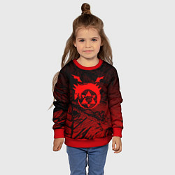 Свитшот детский Красный знак уроборос - Стальной алхимик, цвет: 3D-красный — фото 2