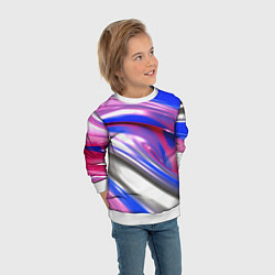 Свитшот детский Вязкая абстракция в фиолетовых оттенках, цвет: 3D-белый — фото 2