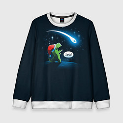 Свитшот детский Новогодний ти рекс, цвет: 3D-белый