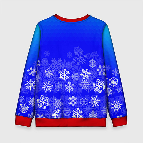 Детский свитшот Снежинки на синем / 3D-Красный – фото 2