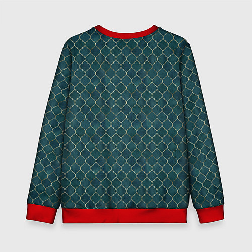 Детский свитшот Золотой узор на бирюзовом фоне / 3D-Красный – фото 2