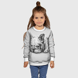 Свитшот детский Французский бульдог чб рисунок на стене, цвет: 3D-белый — фото 2