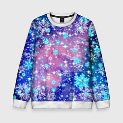 Свитшот детский Снежинки - морозный паттерн, цвет: 3D-белый