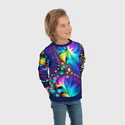 Свитшот детский Розово синий фрактал, цвет: 3D-синий — фото 2