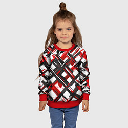 Свитшот детский Красные и чёрные мазки, цвет: 3D-красный — фото 2