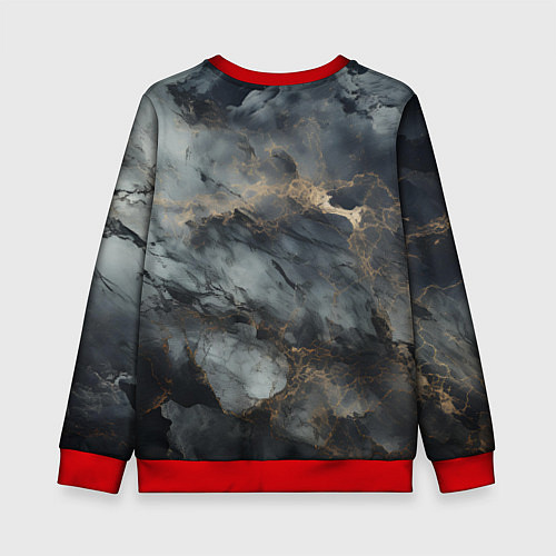 Детский свитшот Темно-серый мрамор / 3D-Красный – фото 2