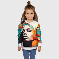 Свитшот детский Африканская девушка с дредами, цвет: 3D-белый — фото 2