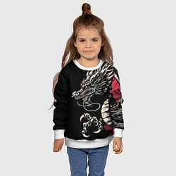 Свитшот детский Japanese dragon - irezumi - art, цвет: 3D-белый — фото 2