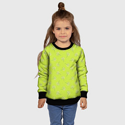Свитшот детский Цветочки на ярко-салатовом, цвет: 3D-черный — фото 2