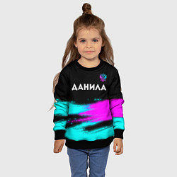 Свитшот детский Данила и неоновый герб России посередине, цвет: 3D-черный — фото 2