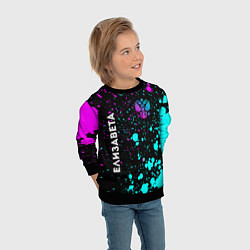Свитшот детский Елизавета и неоновый герб России вертикально, цвет: 3D-черный — фото 2