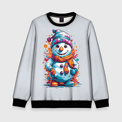 Свитшот детский Снеговик от нейросети, цвет: 3D-черный