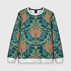 Свитшот детский Цветы в стиле Уильяма Морриса - паттерн, цвет: 3D-белый