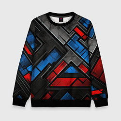 Свитшот детский Темная абстракция из геометрических фигур, цвет: 3D-черный