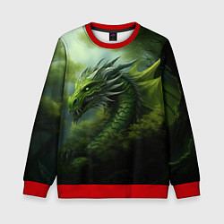 Свитшот детский Зеленый фэнтази дракон 2024, цвет: 3D-красный