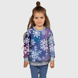 Свитшот детский Снежинки на фиолетово-синем фоне, цвет: 3D-меланж — фото 2
