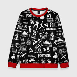 Свитшот детский Fortnite alllogo black, цвет: 3D-красный